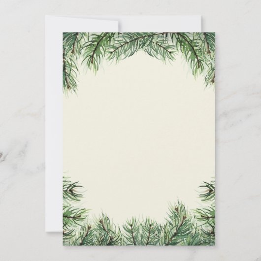 Rustige winterwoud Pine Cone Rehearsal Dinner Kaart (Achterkant)