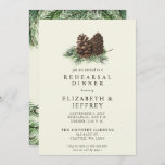 Rustige winterwoud Pine Cone Rehearsal Dinner Kaart<br><div class="desc">Rustige Winterbos Pine Cone Rehearsal Dinner Invitation</div>