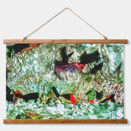 Rustige witte abstracte houten wandtapijt met top, hangend wandkleed