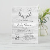 Rustige Witte Barn Gray Wood Antlers Kaart (Staand voorkant)