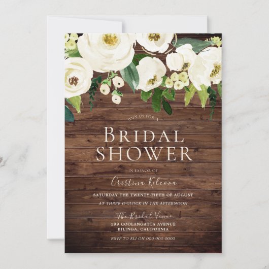 Rustige Witte bloemen en Vrijgezellenfeest van Cre Kaart (Voorkant)