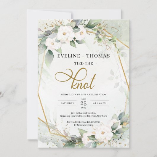 Rustige Witte bloemen grof gouden ovaal de knoop Kaart (Voorkant)