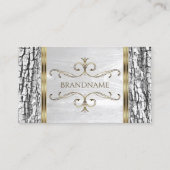 Rustige witte boomschors Houten korrel met gouden Visitekaartje (Voorkant)