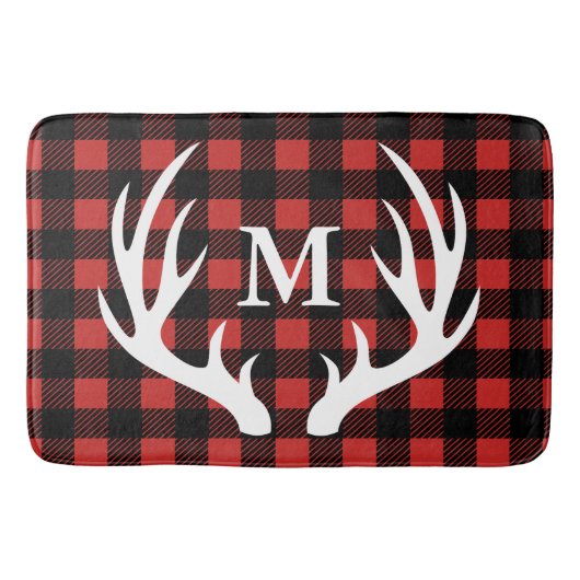 Rustige witte deer Antlers Buffalo Check Pset Badmat (Voorkant)