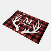 Rustige witte deer Antlers Buffalo Check Pset Deurmat (Schuin)