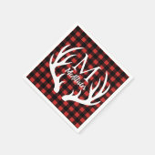 Rustige witte deer Antlers Buffalo Check Pset Servetten (Hoek)