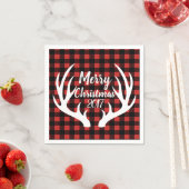 Rustige witte deer Antlers Buffalo Check Pset Servetten (Insitu)