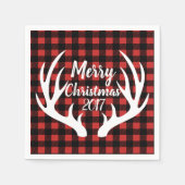 Rustige witte deer Antlers Buffalo Check Pset Servetten (Voorkant)