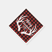 Rustige witte deer Antlers Buffalo Check Pset Servetten (Hoek)