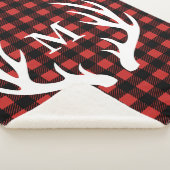 Rustige witte deer Antlers & Buffalo Check Pset Sherpa Deken (3/4)
