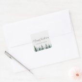 Rustige witte dennenbos kerstcadeau vierkante sticker (Envelop)