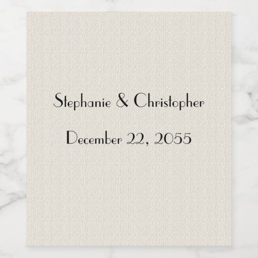 Rustige, witte faux-burlap-weddenschap voor eenvou wijn etiket (Enkel label)