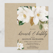 Rustige witte florale brunch bubbly vrijgezellenfe kaart (Voorkant / Achterkant)