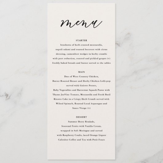 Rustige witte florale en vlekblaasjesbruiloft  menu (Voorkant)