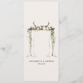 Rustige witte florale en vlekblaasjesbruiloft  menu (Achterkant)