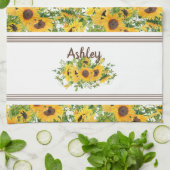 Rustige Witte Gele Zonnebloem Gepersonaliseerd Theedoek (Gevouwen)