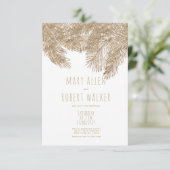 Rustige witte goudglitter tropisch thema bruiloft kaart (Staand voorkant)