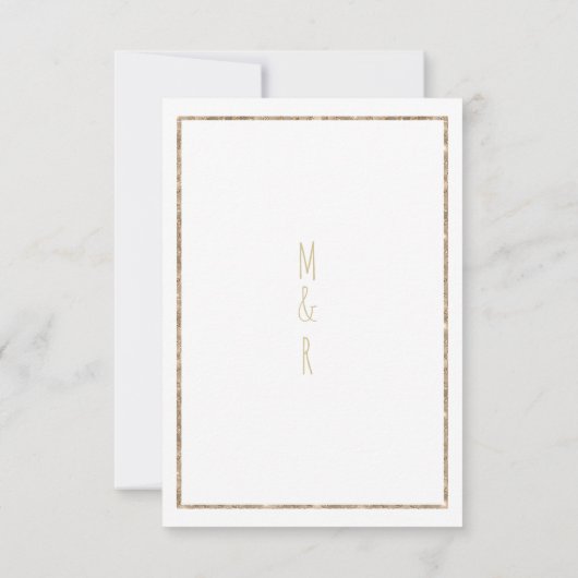 Rustige witte goudglitter tropisch thema bruiloft kaart (Achterkant)