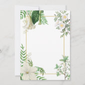 Rustige witte groene Waterverf Floral Gold Wedding Kaart (Achterkant)