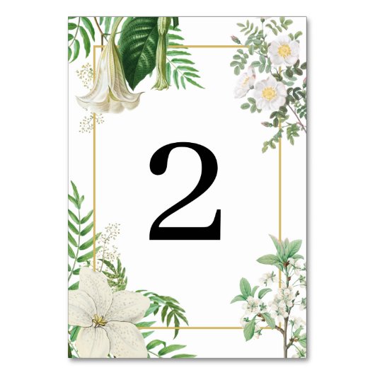 Rustige witte groene Waterverf Floral Gold Wedding Kaart (Voorkant)