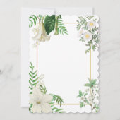 Rustige witte groene Waterverf Floral Gold Wedding Kaart (Achterkant)