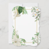 Rustige witte groene Waterverf Floral Gold Wedding Kaart (Achterkant)