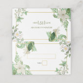 Rustige witte groene Waterverf Floral Gold Wedding Plaatskaartje (Buitenkant ongevouwen)