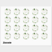 Rustige witte groene Waterverf Floral Gold Wedding Ronde Sticker (Vel)