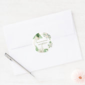 Rustige witte groene Waterverf Floral Gold Wedding Ronde Sticker (Envelop)