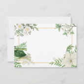 Rustige witte groene Waterverf Floral Gold Wedding RSVP Kaartje (Achterkant)