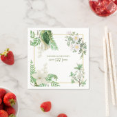 Rustige witte groene Waterverf Floral Gold Wedding Servet (Insitu)