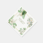 Rustige witte groene Waterverf Floral Gold Wedding Servet (Hoek)