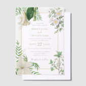 Rustige witte groene Waterverf Floral Gold Wedding Vellum Uitnodigingen (Offset)