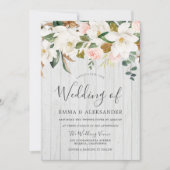 Rustige Witte Hout Blush & White Floral Wedding Kaart (Voorkant)