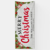 Rustige witte hout en feestelijke pine kerst spandoek (Verticaal)