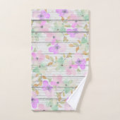 Rustige witte hout Mint Green Blush Pink Flowers Bad Handdoek (Handdoek)