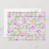 Rustige witte hout Mint Green Blush Pink Flowers Briefkaart (Voorkant / Achterkant)