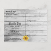 Rustige Witte Hout Zonnebloemen Bespaar de Datum Aankondigingskaart (Achterkant)