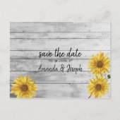 Rustige Witte Hout Zonnebloemen Bespaar de Datum Aankondigingskaart (Voorkant)