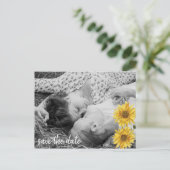 Rustige Witte Hout Zonnebloemen Bespaar de Datum Aankondigingskaart (Staand voorkant)