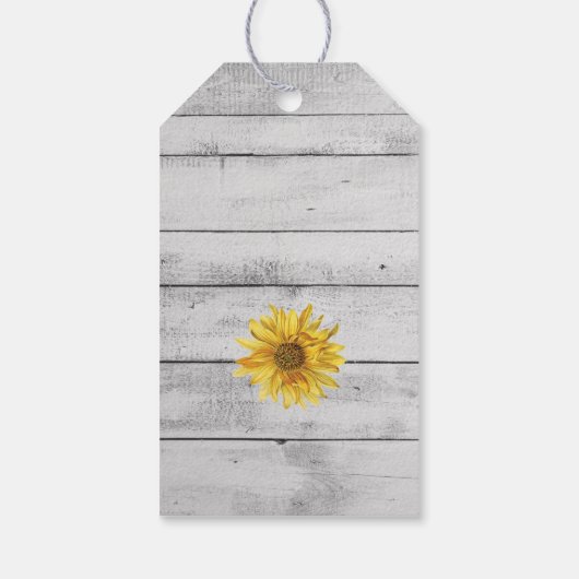 Rustige Witte Hout Zonnebloemen Weddenschap Gift L Cadeaulabel (Achterkant)