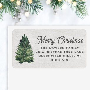Rustige Witte Houten Kerstboom Retouradres Etiket