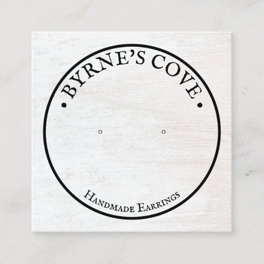 Rustige witte houten staafdradendisplay vierkante visitekaartje (Voorkant)