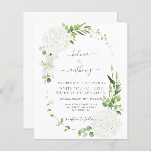 Rustige witte hydrangea Wedding (Voorkant / Achterkant)