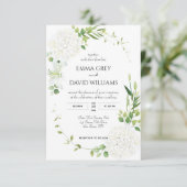 Rustige witte hydrangea Wedding Bedankkaart (Staand voorkant)