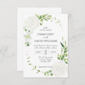 Rustige witte hydrangea Wedding Bedankkaart (Voorkant / Achterkant)