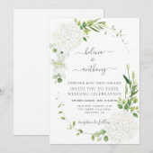 Rustige witte hydrangea Wedding Kaart (Voorkant / Achterkant)