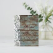 rustige witte kant blauwgroen vrijgezellenfeest vo kaart (Staand voorkant)