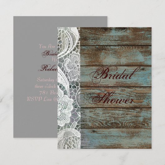 rustige witte kant blauwgroen vrijgezellenfeest vo kaart (Voorkant / Achterkant)