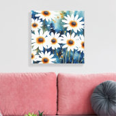 Rustige witte madeliefjes Waterverf Art Print (Insitu (Woonkamer))